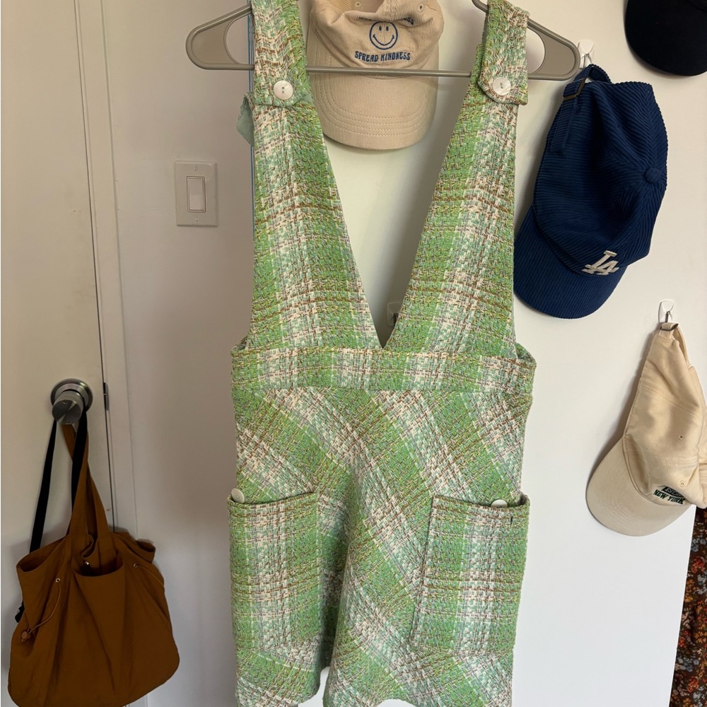 Zara Mint Green Overall Dress with Pockets